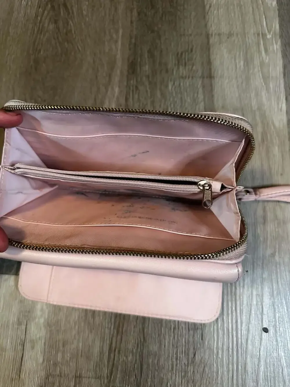 Time and Tru Pink Faux Leather Clutch Wallet with Wristlet